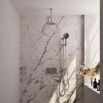 Brauer Chrome Carving Thermostatische Regendoucheset Inbouw - Hoofddouche 20 cm - Met Drukknoppen - Handdouche 3 Standen - Doucheslang - Geintegreerde Glijstang - Chroom