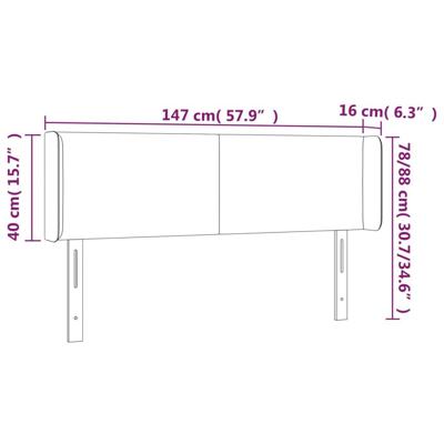 Hoofdbord met randen 147x16x78/88 cm stof lichtgrijs