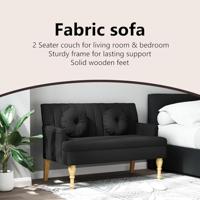 Bankje met kussens 113x64,5x75,5 cm stof zwart - thumbnail