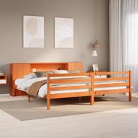 Bed met boekenkast zonder matras grenenhout wasbruin 180x200 cm - thumbnail