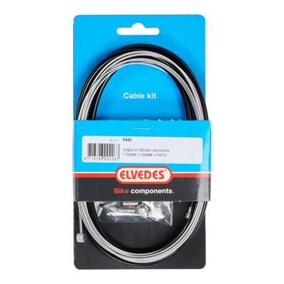 Elvedes Universele remkabelkit 1700mm / 2250mm verzinkt - zwart (op kaart)