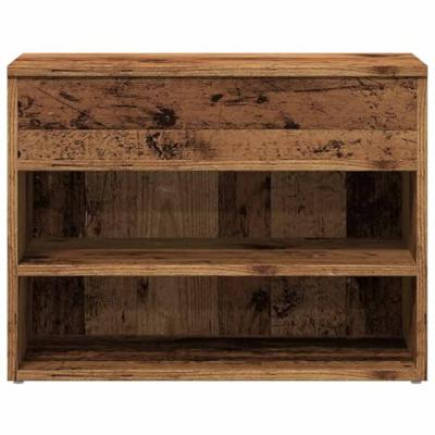 VidaXL Schoenenbank 60x30x45 cm bewerkt hout oud houtkleurig VidaXL Schoenenbank 60x30x45 cm bewerkt hout oud houtkleurig