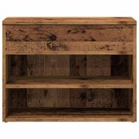 Schoenenbank 60x30x45 cm bewerkt hout oud houtkleurig - thumbnail