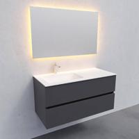 Badkamermeubel Solid Surface BWS Oslo 100x46 cm Links Mat Antraciet (met 1 kraangat) - thumbnail