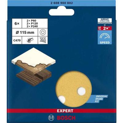 Bosch Accessoires Expert C470 schuurpapier voor excenterschuurmachines 115 mm, 8 gaten, K60/120/240 6-delig - 2608900802 Bosch Accessoires Expert C470 schuurpapier voor excenterschuurmachines 115 mm, 8 gaten, K60/120/240 6-delig - 2608900802
