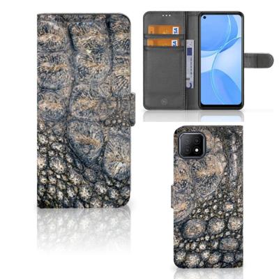 OPPO A73 5G | Telefoonhoesje | Met pasjeshouder | Krokodillenprint
