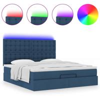 Ottoman bed met matras en LED's 120x200cm stof blauw - thumbnail