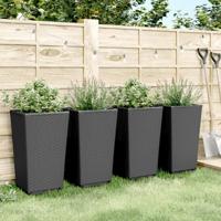 Plantenbakken 4 st 32,5x32,5x57 cm polypropeen zwart - thumbnail