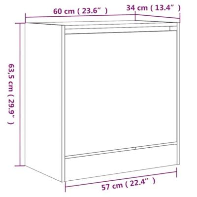 Schoenenkast 60x34x63,5 cm bewerkt hout zwart