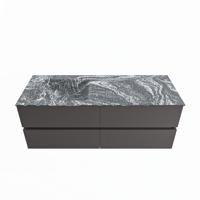 MONDIAZ VICA-DLUX 130cm badmeubel onderkast Dark grey 4 lades. Inbouw wastafel CLOUD links 1 kraangat, kleur Lava. - thumbnail