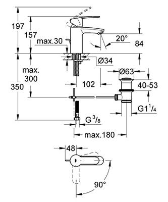 GROHE Eurostyle Cosmopolitan waterbesparende wastafelkraan met waste chroom 2337420e - thumbnail