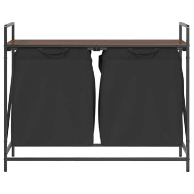 Wasmand 2 vakken met plank bruin eikenkleurig Wasmand 2 vakken met plank bruin eikenkleurig