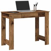 Bureau 100x45x75 cm bewerkt hout oud houtkleurig - thumbnail