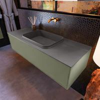 Badkamermeubelset Mondiaz Erin 120 cm met 1 Lade met RIDGE Wastafel Midden Dark grey Zonder Kraangaten Greeploos Mat Army - thumbnail