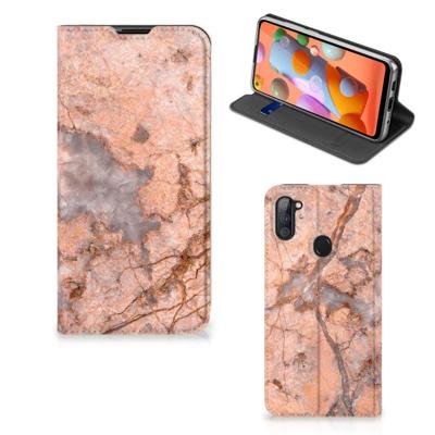 Samsung Galaxy M11 | A11 | Standcase | Marmer Oranje Samsung Galaxy M11 | A11 | Standcase | Marmer Oranje
