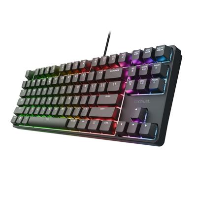 Trust gxt 864 cada compact mechanisch tkl-gamingtoetsenbord, gaming toetsenbord (zwart, us lay-out, huano brown, rgb)