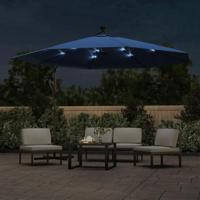 VidaXL Zweefparasol met led-verlichting 350 cm azuurblauw - thumbnail
