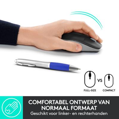 Logitech M190 Muis Radiografisch Optisch Middelgrijs 3 Toetsen 1000 dpi
