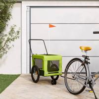 VidaXL Hondenfietstrailer oxford stof en ijzer groen en zwart - thumbnail