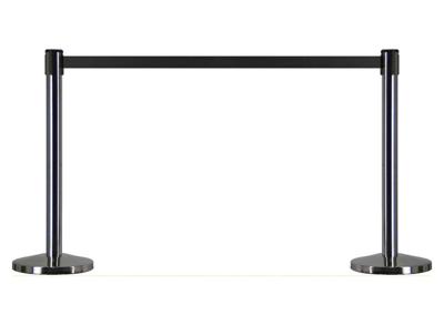 Afzetpaal metaal - 2 stuks - Afzetpaaltjes met uittrekbaar lint - Chroom Zwart