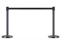 Afzetpaal metaal - 2 stuks - Afzetpaaltjes met uittrekbaar lint - Chroom Zwart - thumbnail