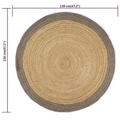 VidaXL Vloerkleed handgemaakt met grijze rand 120 cm jute