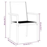 Tuinstoelen 6 st 55x61,5x90 cm textileen en staal zwart - thumbnail