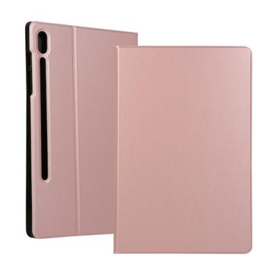 Voltage elastische textuur horizontale Flip lederen case voor Galaxy tab S6 T860 met houder (Rose goud)