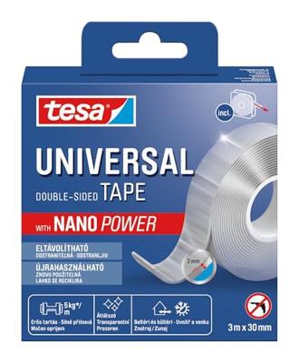 Tesa dubbelzijdige tape Nano Power, ft 3 m x 30 mm, transparant Tesa dubbelzijdige tape Nano Power, ft 3 m x 30 mm, transparant