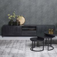 Livingfurn TV-meubel 'Kala' 220cm Mangohout, kleur zwart - thumbnail