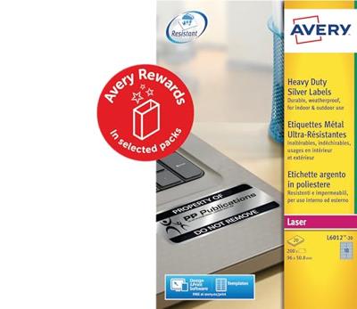 Etiket avery l6012-20 96x50.8mm zi 200st