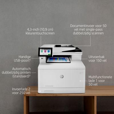 HP Color LaserJet Enterprise M480f MFP Multifunctionele printer Laser, kleur Kleur A4 Printen, scannen, kopiëren, faxen ADF, Duplex, LAN, USB