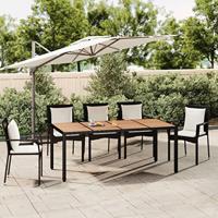 Tuintafel met houten blad poly ratten en acaciahout zwart - thumbnail