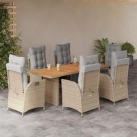 7-delige Tuinset met kussens poly rattan gemengd beige - thumbnail