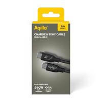 Aqiila USB-C-kabel USB 2.0 USB-C stekker 2.00 m Zwart AQCBPBICB3BD874 - thumbnail