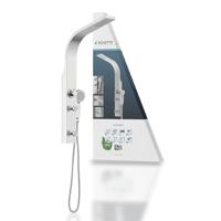 SANSIBAR douchepaneel, roestvrij staal geïntegreerde hoofddouche met antikalk nozzles, afmetingen: ca. 30 x 10 cm handdouche, 3 functies, antikalk nozzles, handdouche: Ø ca. 10 cm. paneel van ro - thumbnail