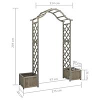 Pergola met plantenbak massief vurenhout grijs - thumbnail