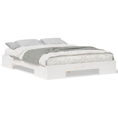 Bedframe met opslag Wit 140 x 200 cm Massief grenenhout