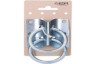 Parkeerstation voor honden EDM 85244 Zilverkleurig 70 x 45 mm Plaat Ringen (2 Stuks)