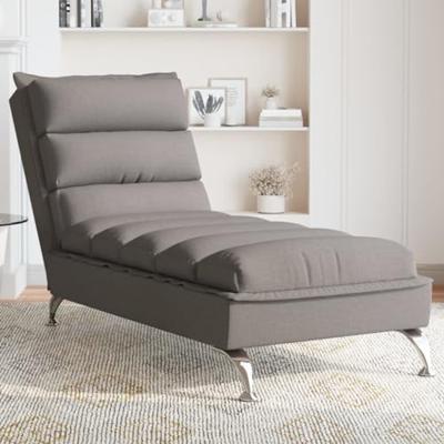 Chaise longue met kussens stof taupe Chaise longue met kussens stof taupe