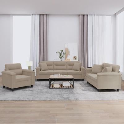 3-delige Loungeset met kussens microvezelstof taupe