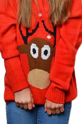 Kersttrui rood rendier kids