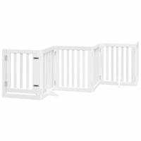 Hondenhek inklapbaar met deur 9 panelen 450 cm populierhout wit - thumbnail