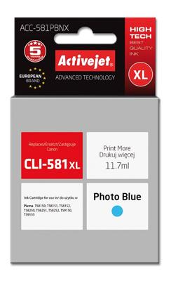 Activejet ACC-581PBNX inkt (CLI-581PB XL vervanging; Supreme; 11,70 ml; Fotoblauw)