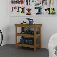VidaXL Werkbank 78,5x50x80 cm massief grenenhout honingbruin - thumbnail
