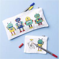 Creativ Company Mini hobbyset textiel decoreren, robot, primair kleuren, 1 doos - thumbnail