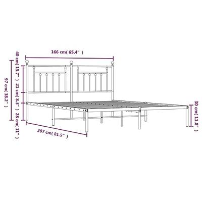 Bedframe met hoofdbord metaal zwart 160x200 cm