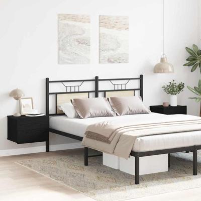 Nachtkastje 2 pcs Zwart Eiken 40 x 30 x 30 cm Bewerkt hout