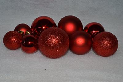 Decoris kerstballen set Plastic 30st Kerstrood 4-5-6cm