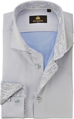Circle of Gentlemen Overhemd Deron Grijs Paisley Contrast Twill Slim Fit